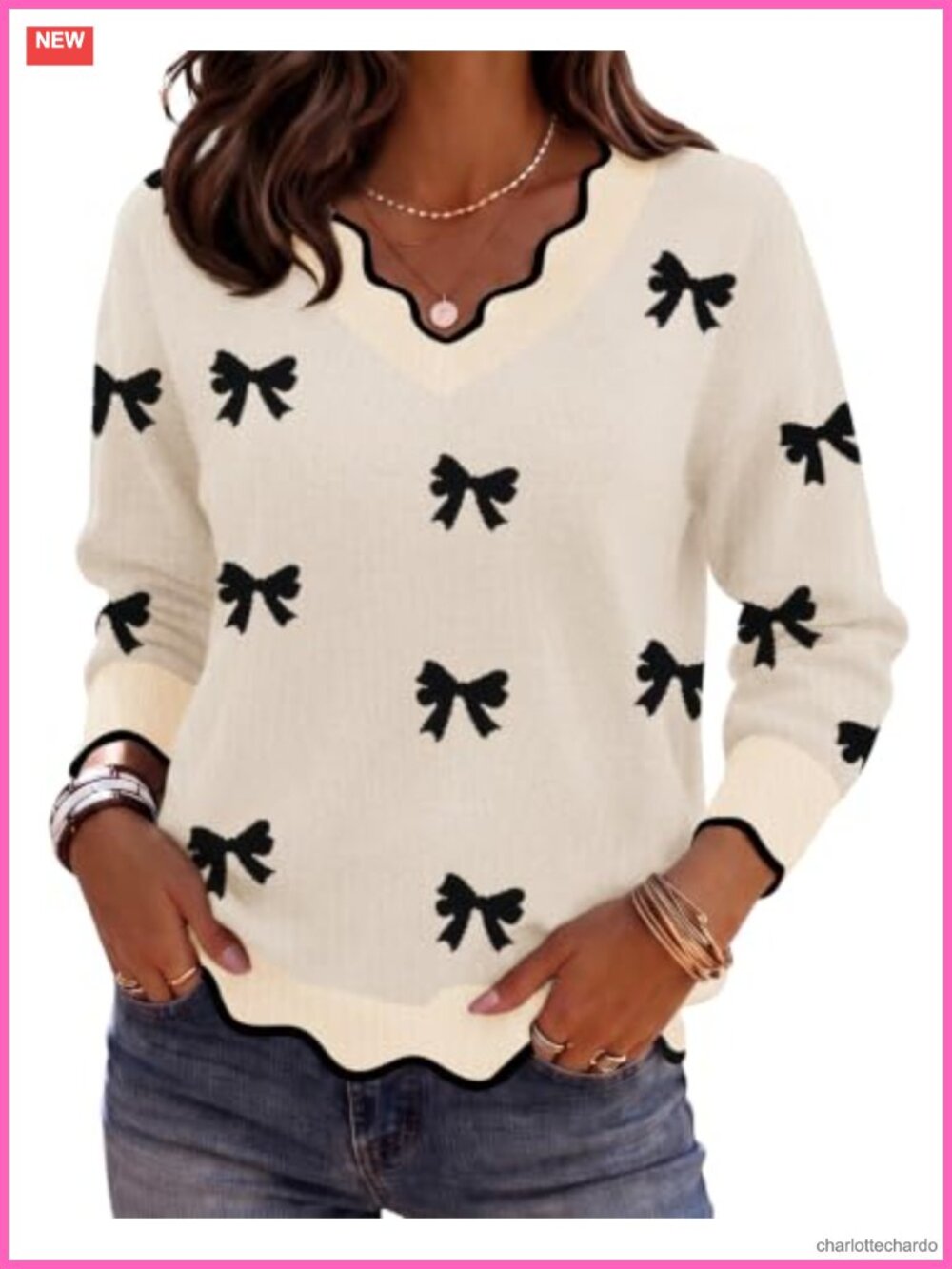 Womens V Neck Knit Sweater Long Sleeve Loose Fit Lightweight Fall Top